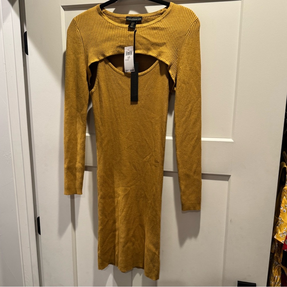 NWT House of Harlow 1960 Bronze Gold 2-Piece Dress- Style #HH10023